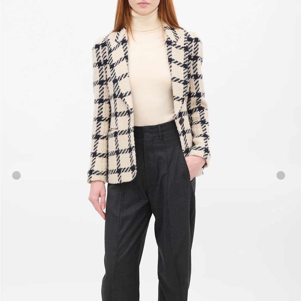ISABEL MARANT Plaid Women's Jacket in Cream and Black SIZE 36 - Picture 4 of 16